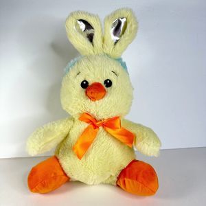 Vintage Plush Easter Bunny Silver Ears Chick Face  by Greenbriar International